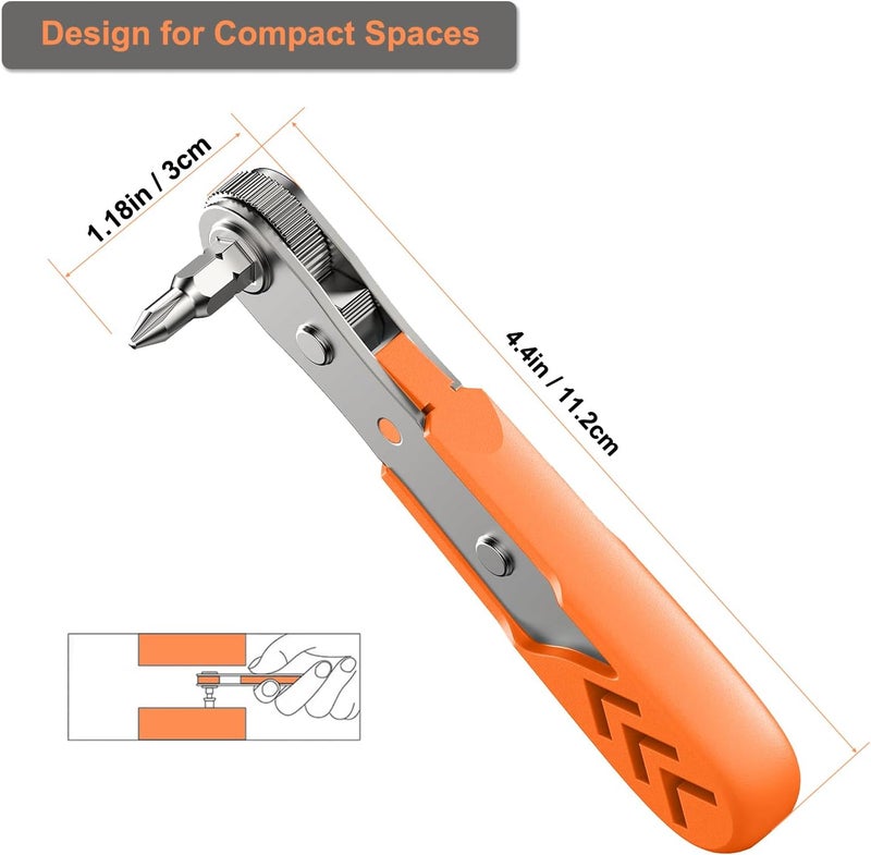 TOOLMAK Right Angle Screwdriver 24 in 1 Ratchet Screwdriver Set with Mini Ratchet Wrench for Tight Spaces, Bike Repair & DIY Projects - Image 3